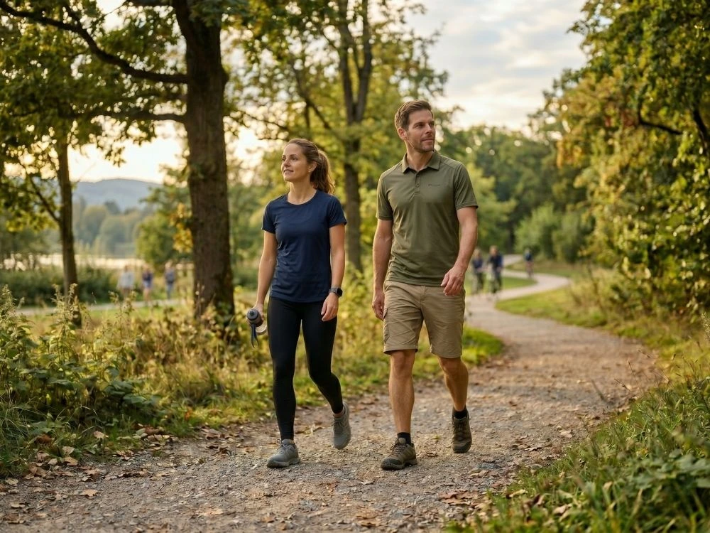 un couple pratiquant la marche active